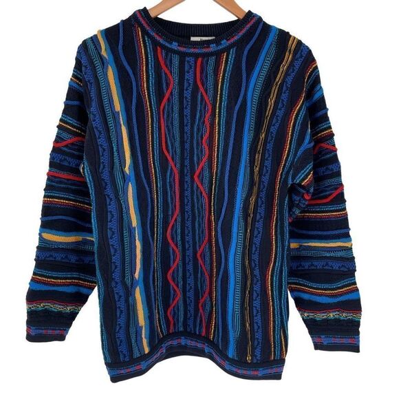 Vintage Purely Australian Wool Chunky Knit Crewneck Sweater Women Small Blue - Picture 1 of 4